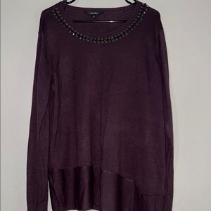 Simply Vera Vera Wang Purple Embellished Long Sleeve Sweater